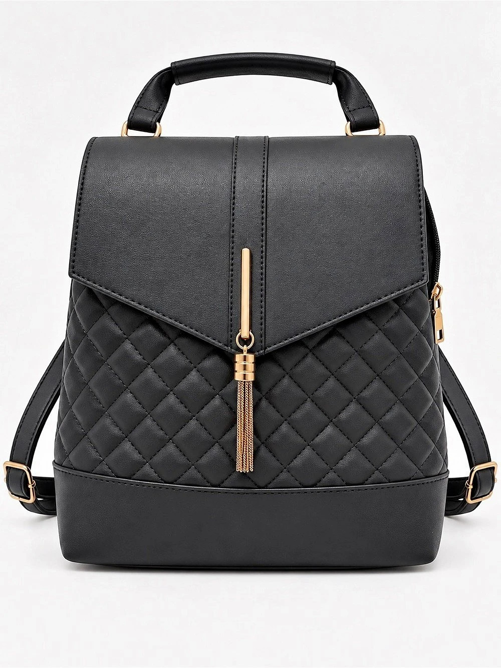 Black Quilted Backpack Purse